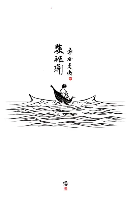 hemingway the old man and the sea with taoism but not too much tattoo design idea