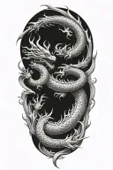 dragon, aum, music, novelist, buddhist tattoo design idea