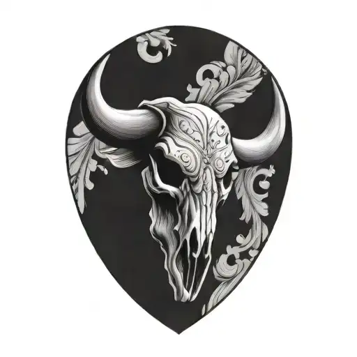 longhorn bull skull  no background tattoo design idea