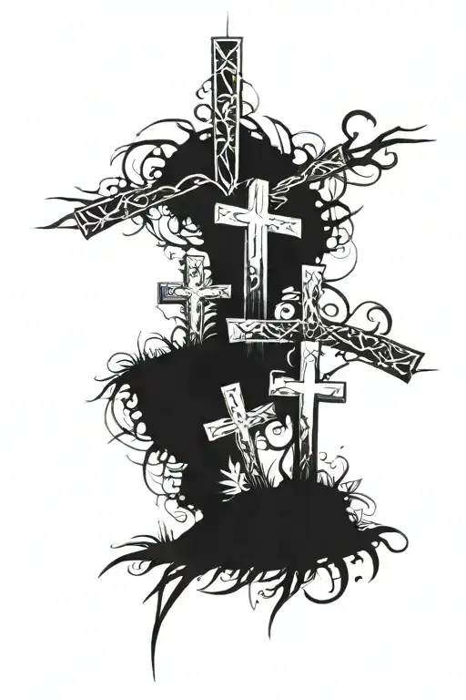 3 crosses on a hill tattoo design idea