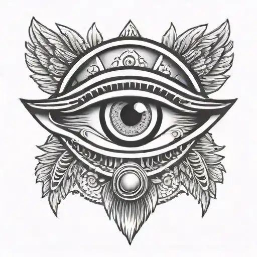 horus eye surrounded tattoo design idea