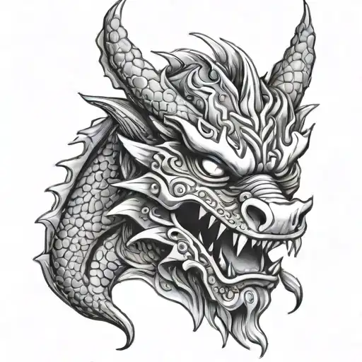 dragon mask tattoo design idea