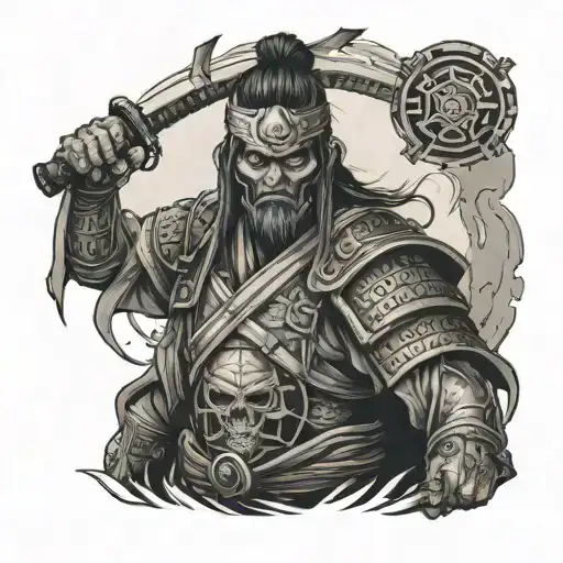 zombie samurai and apocalypse tattoo design idea