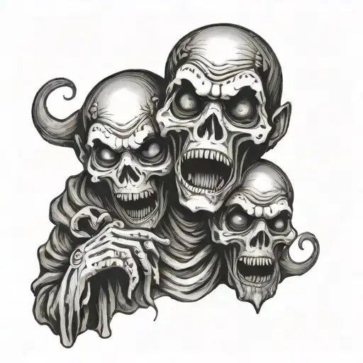 seeno evil speak no evil ghost face tattoo design idea