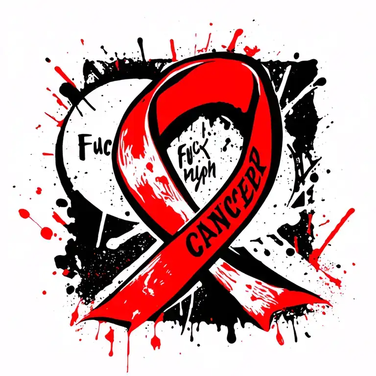 "Fuck Cancer" Lung Cancer Ribbon tattoo design idea