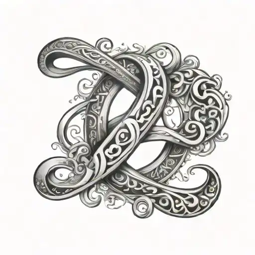 Infinity and omega symbol letter tattoo design idea