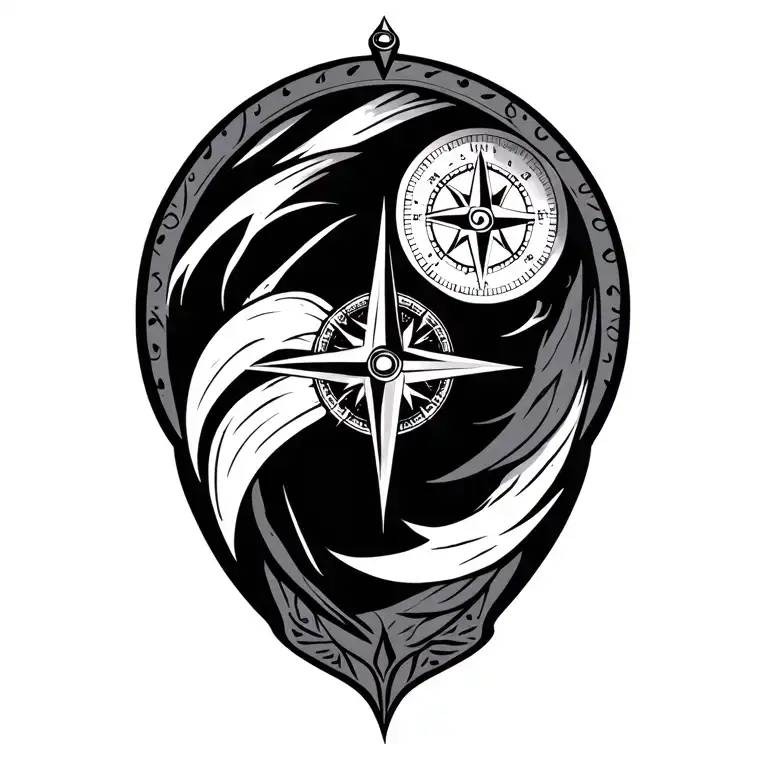 nordic compass surrounded tattoo design idea