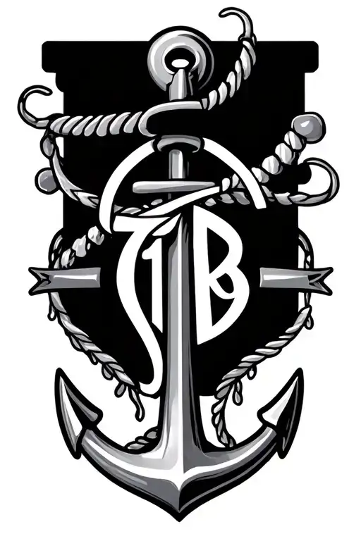 anchor with TB initials with design tattoo design idea