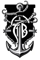 anchor with TB initials with design tattoo design idea