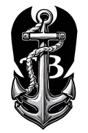 anchor with TB initials with design tattoo design idea
