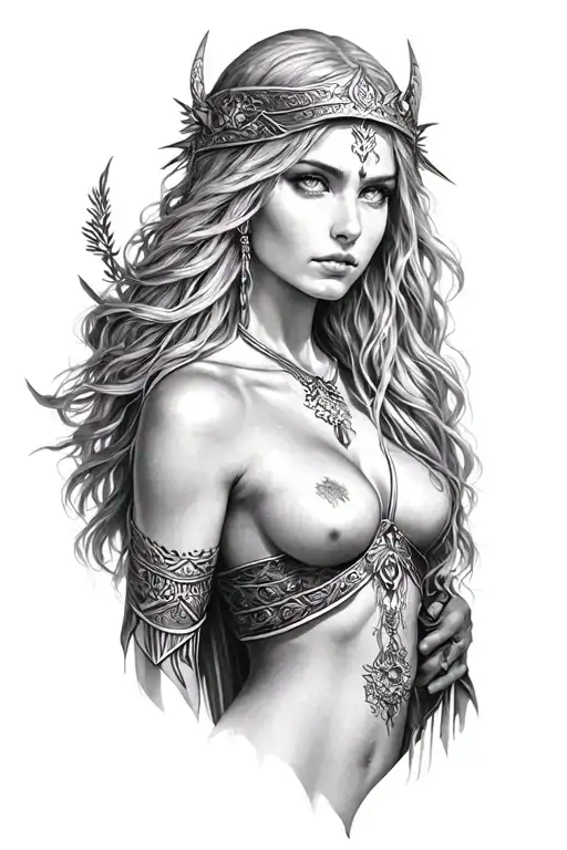 Freya norse goddess sexy fit tattoo design idea