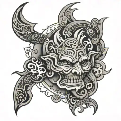 A manly multicultural tattoo with irish, english, peruvian and vietnamese culture tattoo design idea
