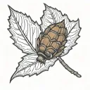 acorn leaf tattoo design idea