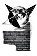 pink floyd prism and moon and the brick wall tattoo design idea