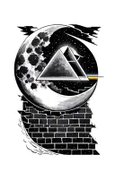 pink floyd prism and moon and the brick wall tattoo design idea