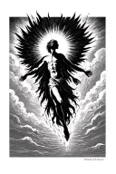 human silouette floating into heaven tattoo design idea