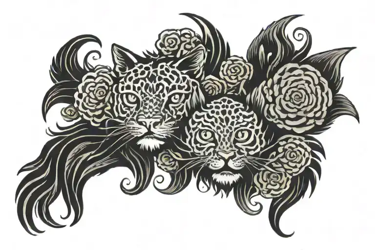 multiple rosettes animal print surrounding multiple eyes tattoo design idea