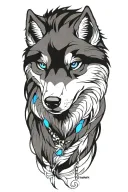 cherokee wolf puppy blue eyes anime tattoo design idea