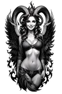 aries zodiac sign sexy smiling female wings fire surrounded tattoo design idea