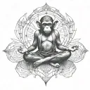 yoga punk monkey lotus position levitating with universe tattoo design idea