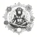 yoga punk monkey lotus position levitating with universe tattoo design idea