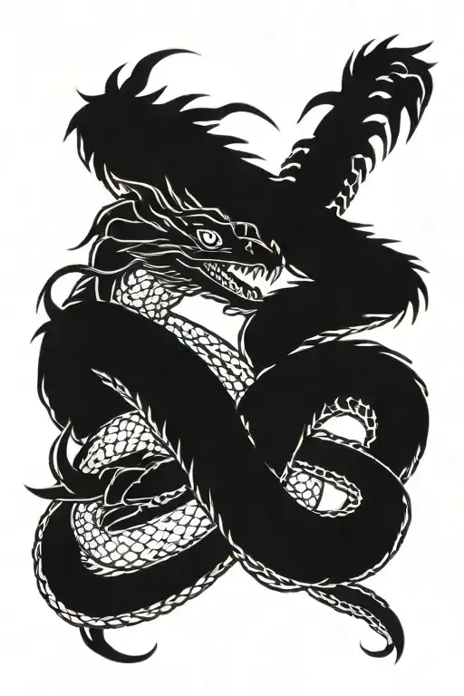 snake and dragon tattoo tattoo design idea