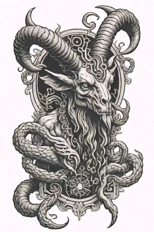 nightmarish Baphomet full body tattoo design idea