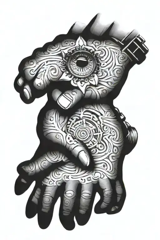 cuff and hand tattoo tattoo design idea