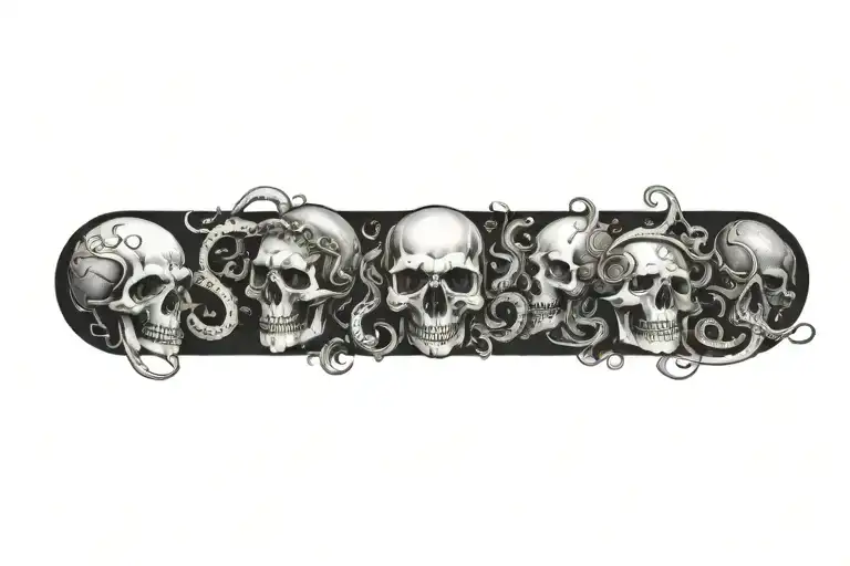 skulls and bones and tentacles tattoo design idea