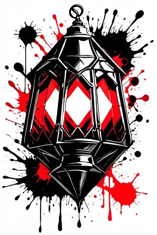 Diamond shaped Gothic lantern tattoo design idea