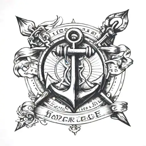 fouled anchor surrounded by "HONOR COURAGE COMMITMENT" in a circle around it tattoo design idea