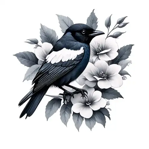 2 Magpie tattoo design idea