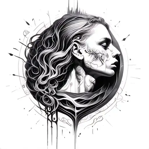 soul leaving the body in layers tattoo design idea