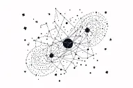 A delicate dot work design with   Gemini and Taurus constellations tattoo design idea