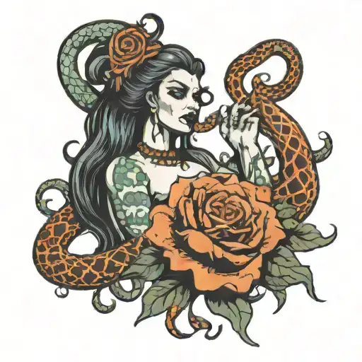clutch tank, grabbing a medusa head by her snake hairs tattoo design idea