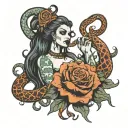 clutch tank, grabbing a medusa head by her snake hairs tattoo design idea
