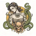 clutch tank, grabbing a medusa head by her snake hairs tattoo design idea