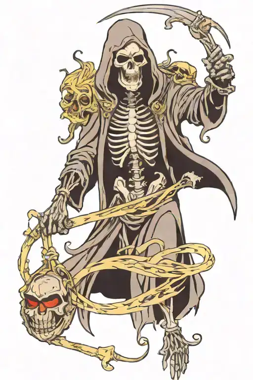 grim reaper taking your soul and giving you money in return  tattoo design idea