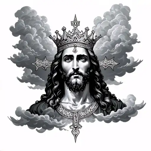 Christ is king so the clouds around it neck tattoo tattoo design idea