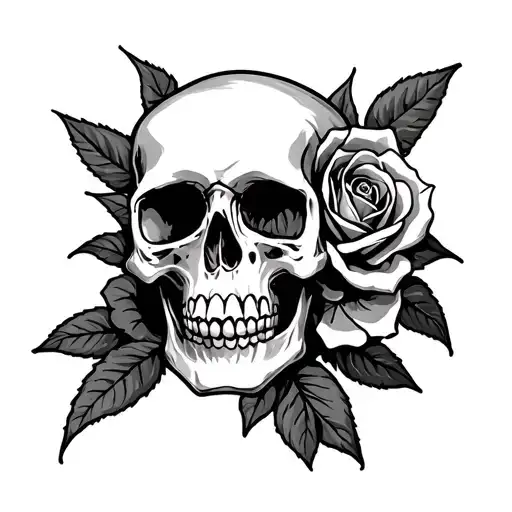Skull Rose Memento Mori tattoo design idea