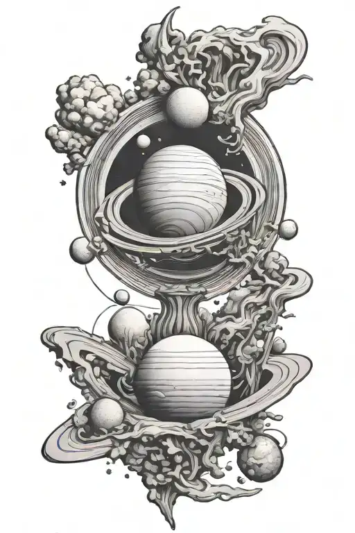 Uranus in the nature of Saturn tattoo design idea