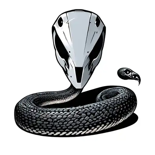 Coverup robot snake tattoo design idea
