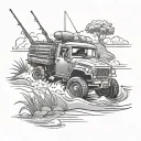 four wheel drive, fishing, australia, country tattoo design idea