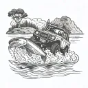 four wheel drive, fishing, australia, country tattoo design idea