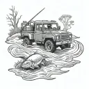 four wheel drive, fishing, australia, country tattoo design idea
