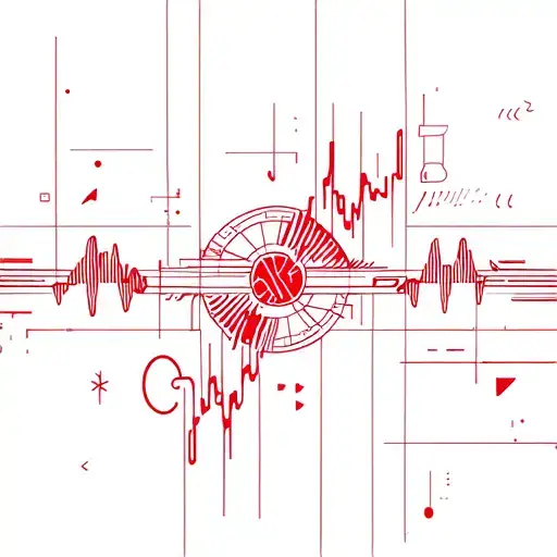 Analog wave (sound wave), music, red and black color, symbols healing, something connected to hip hop and production  tattoo design idea