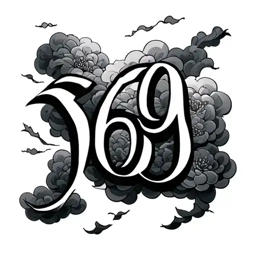 369 with clouds in the background tattoo design idea