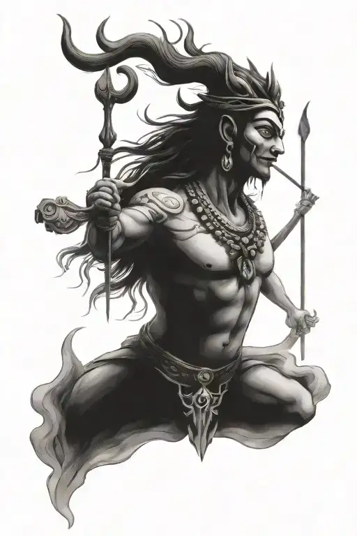 shiva and trident tattoo design idea