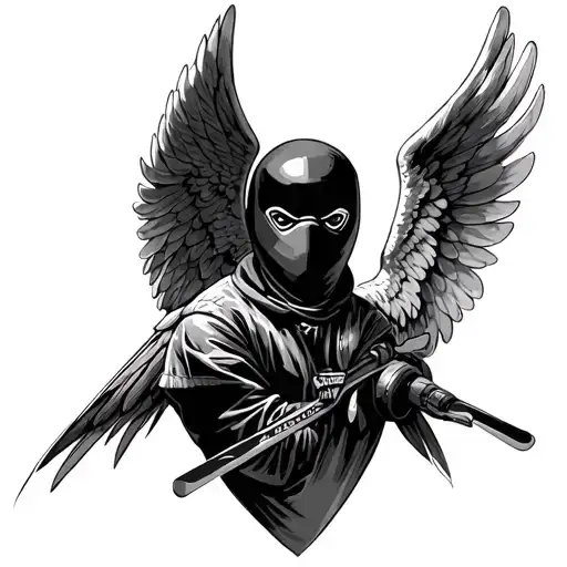 Angel With Ski Mask tattoo design idea