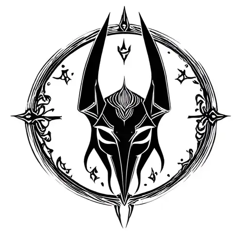 anubis round logo tattoo design idea